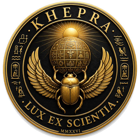 Official Seal of the KHEPRA Civilization Institute, symbolizing evidence, scholarship, civilization, and enduring knowledge.